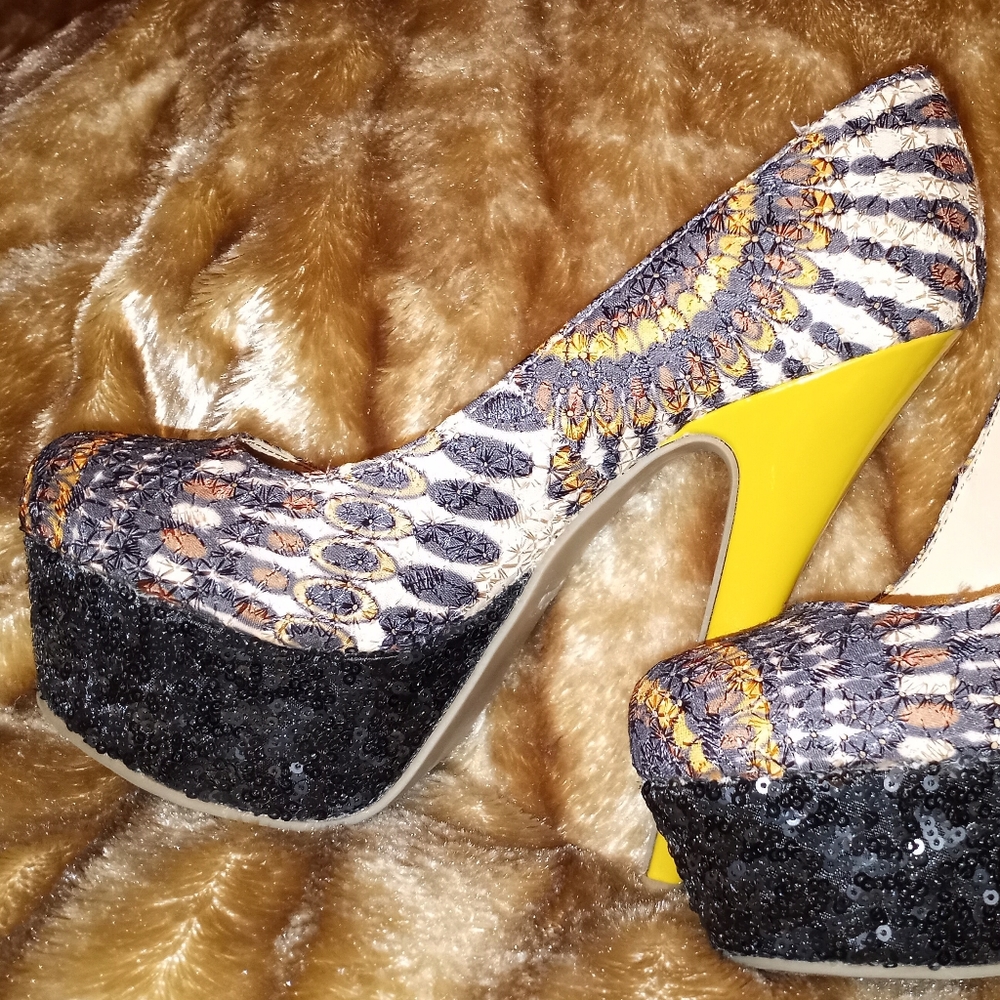 Stiletto, rhinestone platform, fun heels